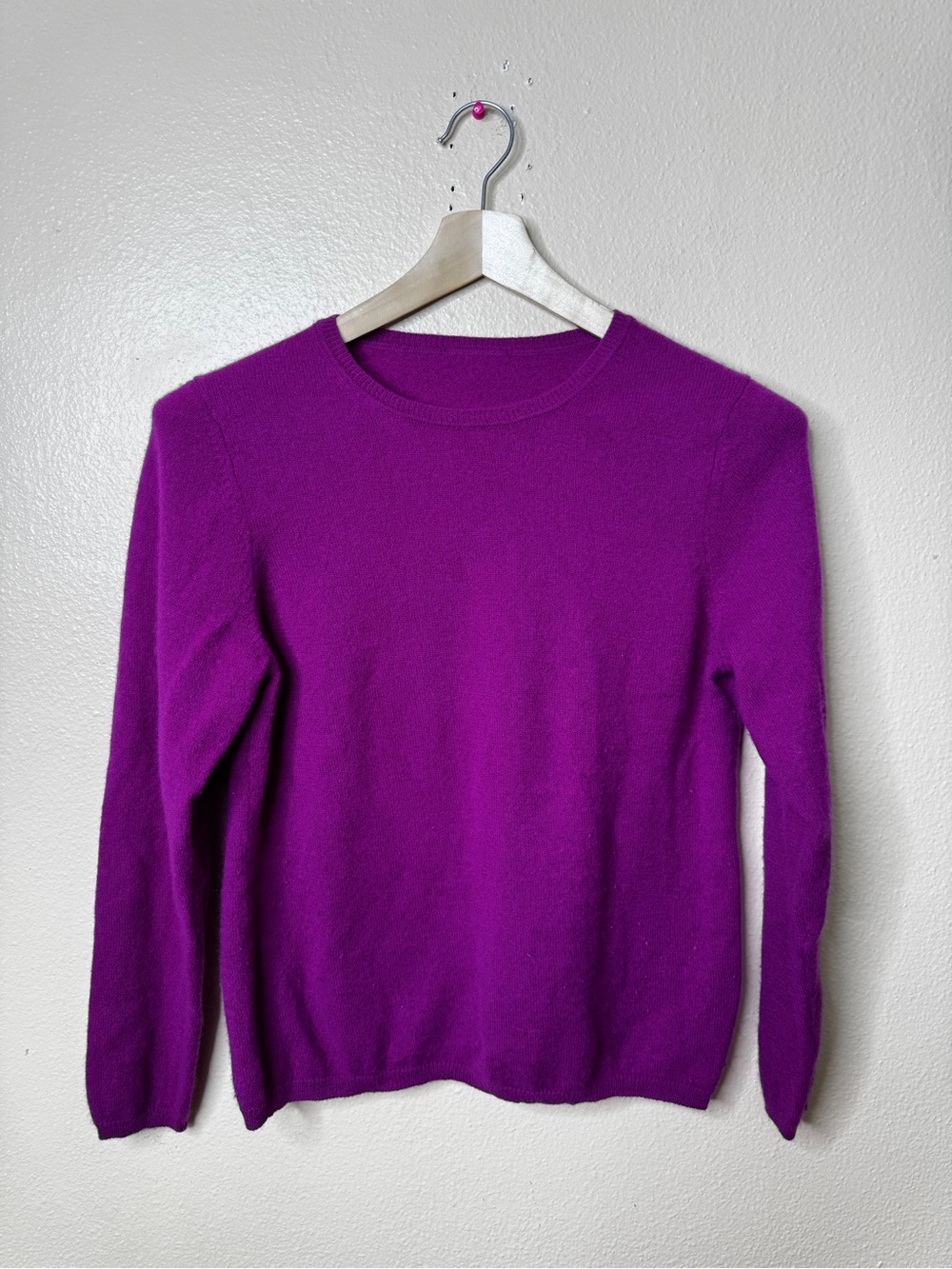 Cashmere Sweater Women's Medium Purple Round Neck Lightweight